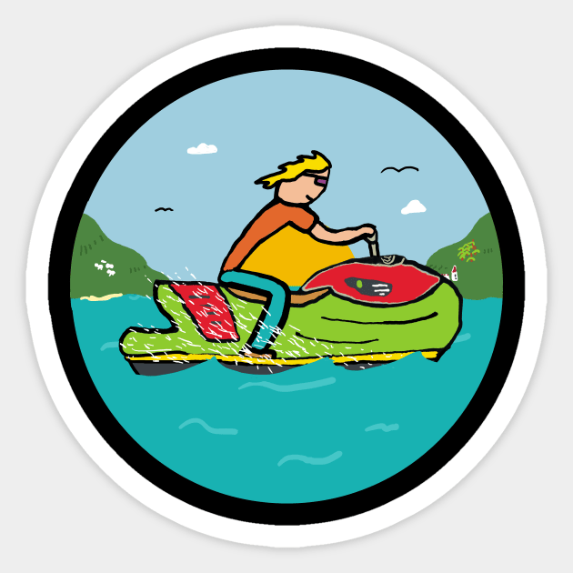 Jet Ski Sticker by Mark Ewbie